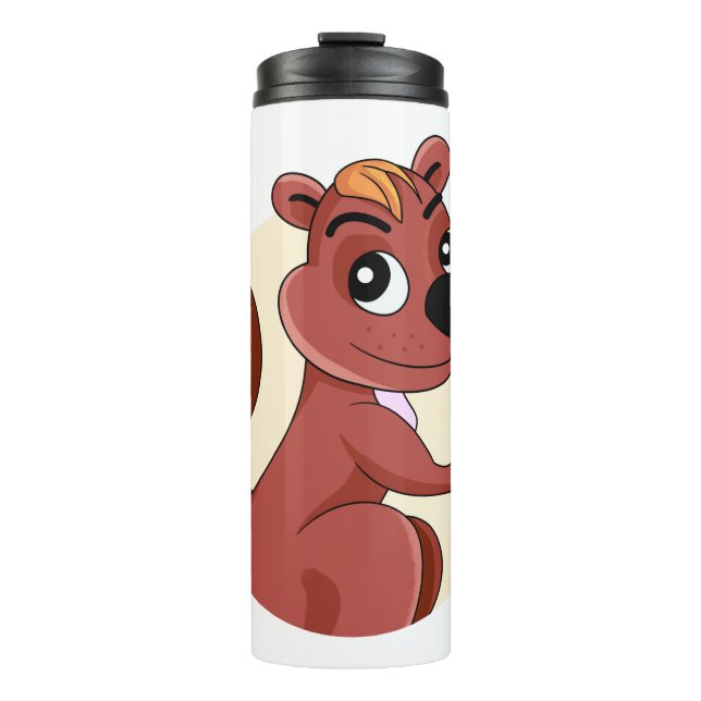 Cute cartoon squirrel with a peanut thermal tumbler (Front)