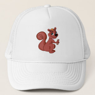 Cute cartoon squirrel with a peanut trucker hat