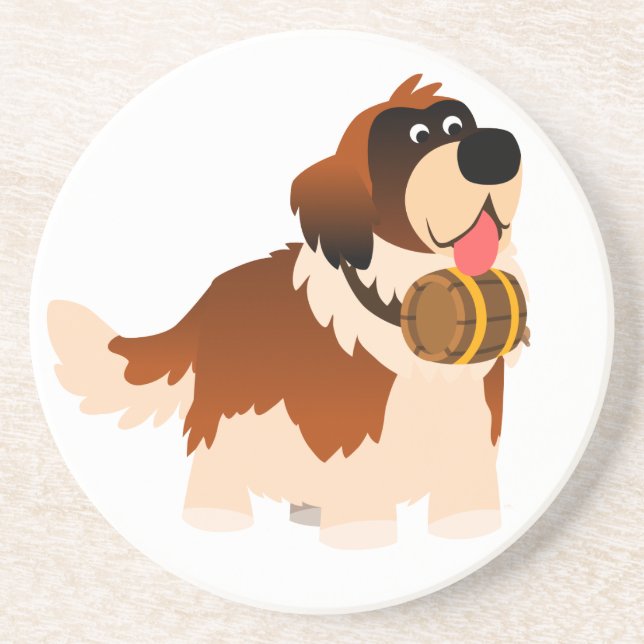 Cute Cartoon St Bernard Coaster (Front)