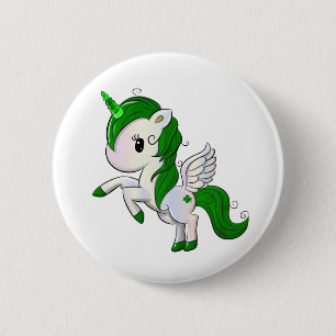 Cute Cartoon St. Patrick's Day Unicorn Pegasus 6 Cm Round Badge