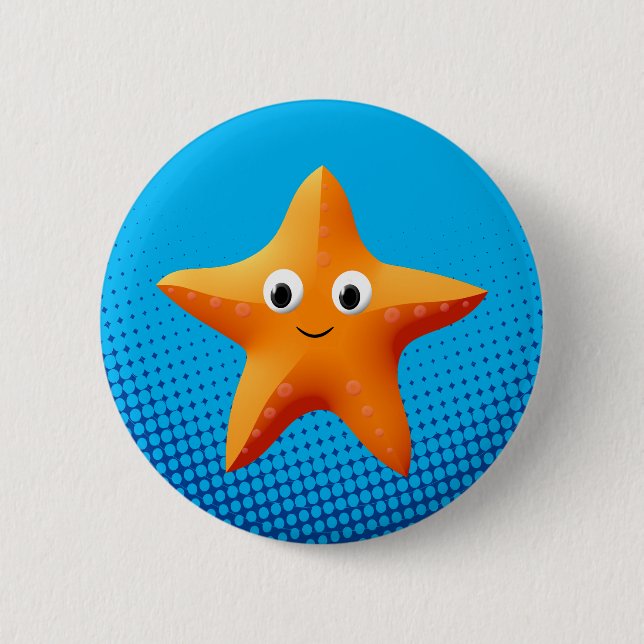 Cute Cartoon Starfish Blue Ocean 6 Cm Round Badge (Front)