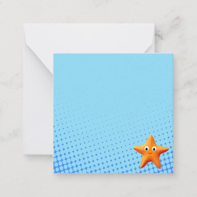 Cute Cartoon Starfish Blue Ocean Card (Front)