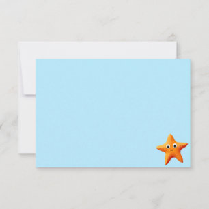 Cute Cartoon Starfish Blue Ocean Custom Blank Card