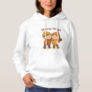 Cute Cartoon Sticker – Boy & Girl Warm Hugs Hoodie