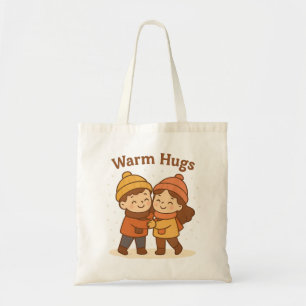 Cute Cartoon Sticker – Boy & Girl Warm Hugs Tote Bag