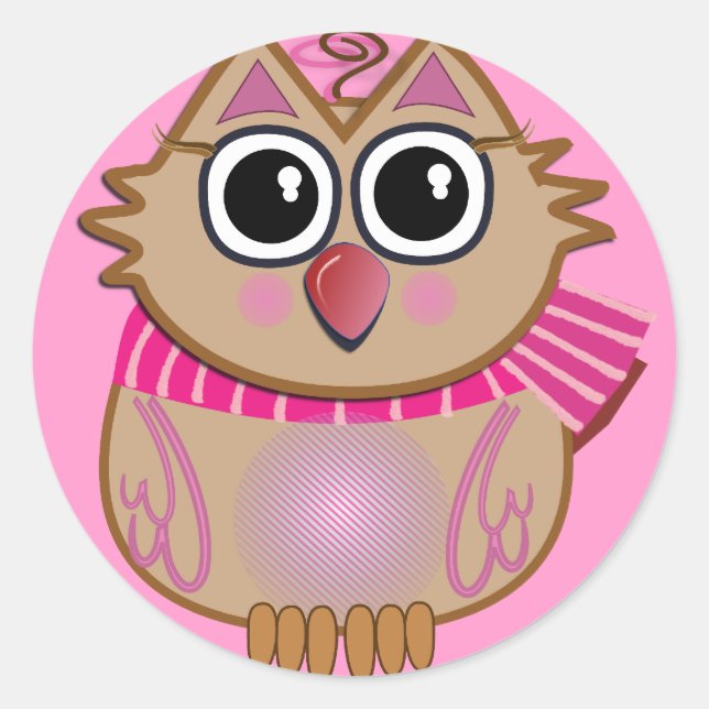 Cute cartoon sticker with Owl (Front)