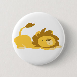 Cute Cartoon Stretching Lion Button Badge