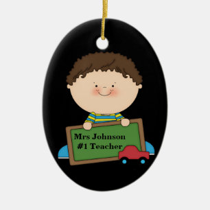 Cute Cartoon Student Holding Chalkboard #1 Teacher Ceramic Tree Decoration
