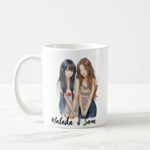 Cute Cartoon style BFF Besties Friendship Coffee Mug