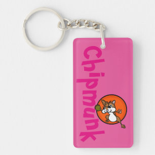 CUTE CARTOON STYLE CHIPMUNK RECTANGLE KEY CHAIN
