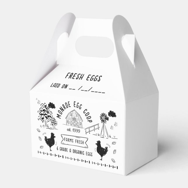 Cute Cartoon Style Doodle Rustic Egg Carton Favour Box (Front Side)