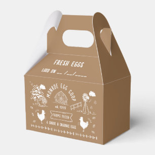 Cute Cartoon Style Doodle Rustic Egg Carton Favour Box