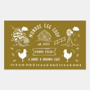 Cute Cartoon Style Doodle Rustic Egg Carton Rectangular Sticker