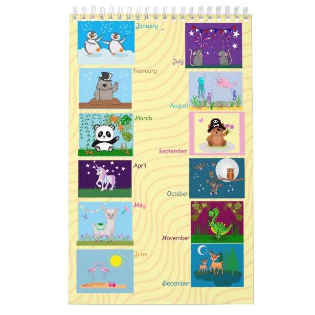 Cute Cartoon style Kids Single Page Small Calendar (Cover)
