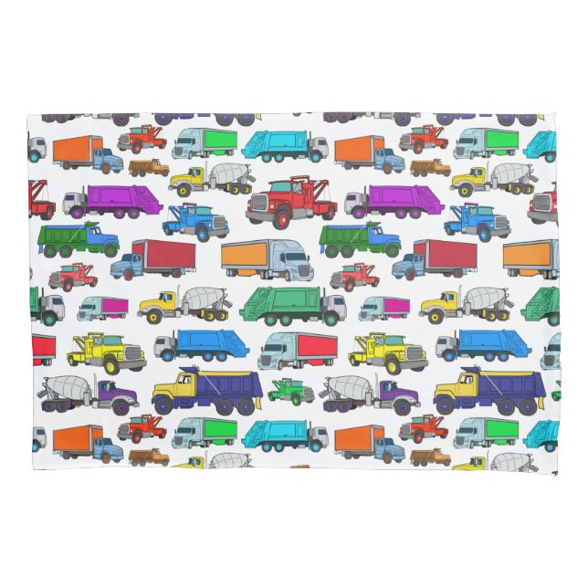 Cute Cartoon-style Truck Illustrations Pillowcase (Front)