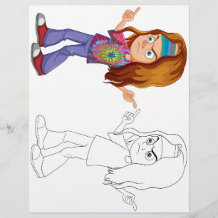 Cute cartoon stylish  man colouring page
