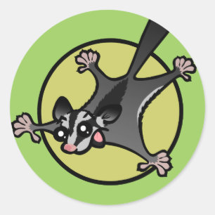 CUTE CARTOON SUGAR GLIDER ROUND STICKERS