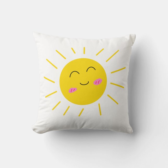 Cute Cartoon Sweet Happy Playful Sun Pillow  (Front)