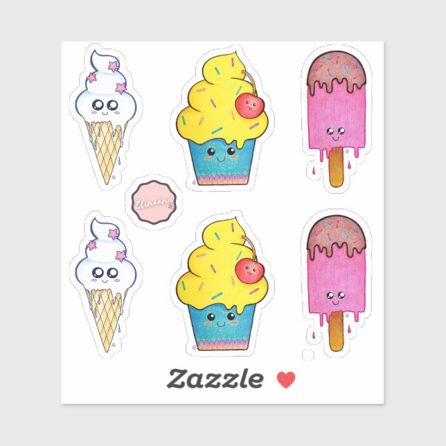 Cute Cartoon Sweet Treats, Colourful Kawaii  (Sheet)