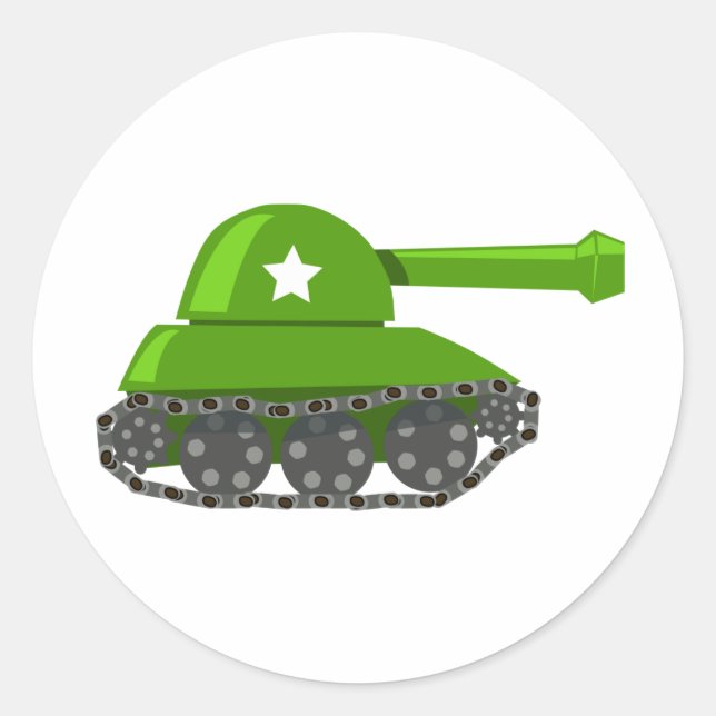 Cute Cartoon Tank Classic Round Sticker (Front)