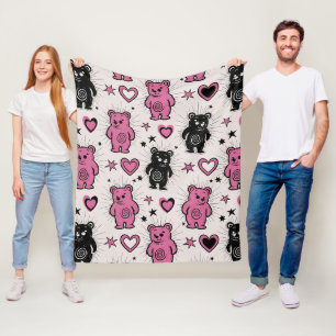 Cute Cartoon Teddy Bear Pattern Fleece Blanket