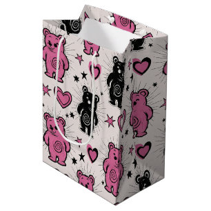 Cute Cartoon Teddy Bear Pattern Medium Gift Bag