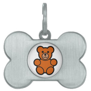 Cute Cartoon Teddy Bear Pet Name Tag