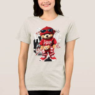Cute Cartoon Teddy Bear Women's T-Shirt Tri-Blend Shirt