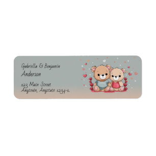 Cute Cartoon Teddy Lovers Hearts Valentine’s Day