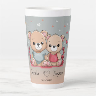 Cute Cartoon Teddy Lovers Hearts Valentine’s Day Latte Mug