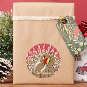 Cute Cartoon Thanksgiving Turkey Classic Round Sticker