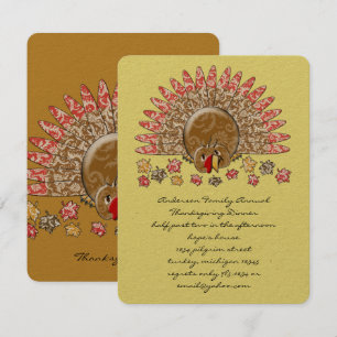 Cute Cartoon Thanksgiving Turkey Invitation