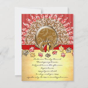 Cute Cartoon Thanksgiving Turkey Invitation