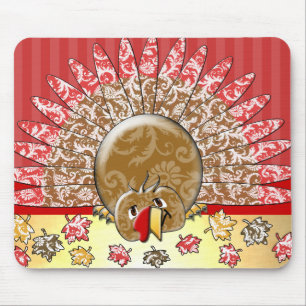 Cute Cartoon Thanksgiving Turkey Mouse Mat