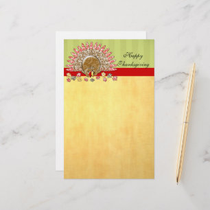 Cute Cartoon Thanksgiving Turkey Stationery