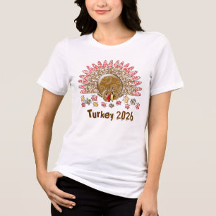 Cute Cartoon Thanksgiving Turkey Tri-Blend Shirt