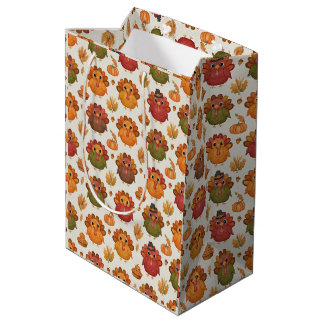 Cute Cartoon Thanksgiving Turkeys Gift Bag