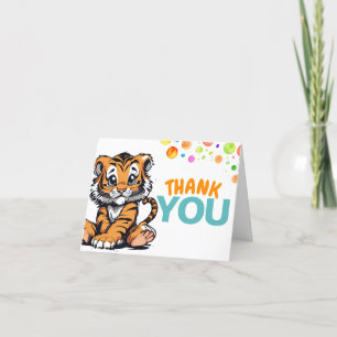 Cute Cartoon Tiger and Animal Print - Blank Thank You Card