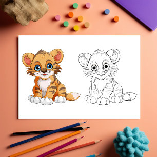 Cute Cartoon tiger colouring page