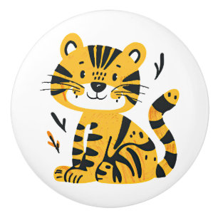Cute cartoon tiger decoration ceramic knob