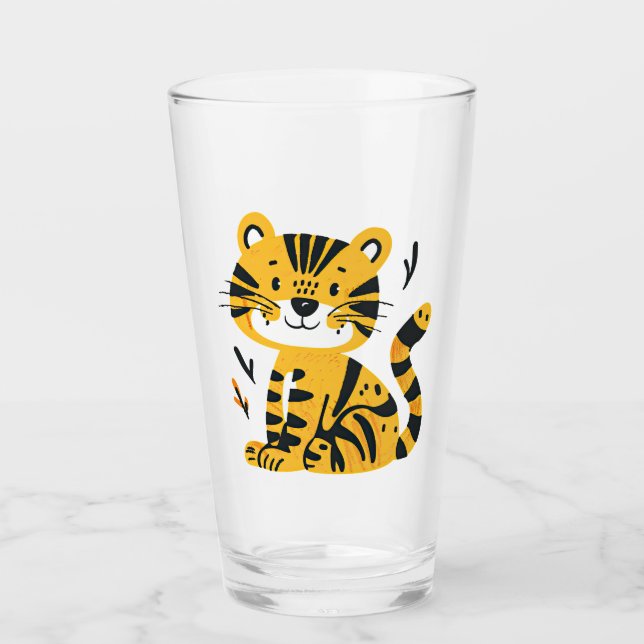 Cute cartoon tiger decoration glass (Front)