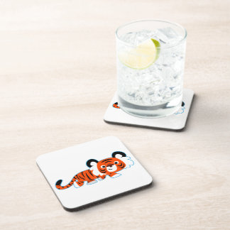 Cute Cartoon Tiger on The Prowl Coasters Set