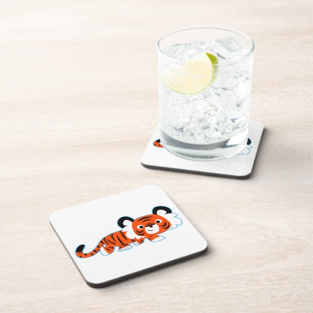 Cute Cartoon Tiger on The Prowl Coasters Set (Right Side)