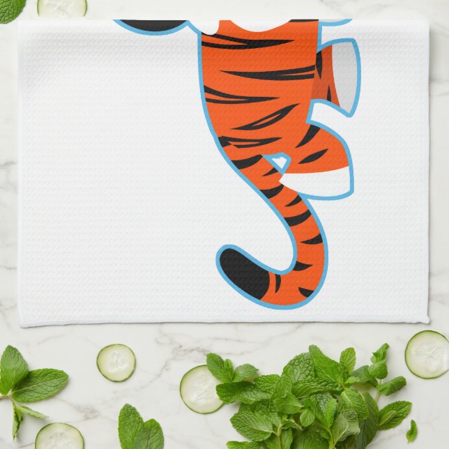 Cute Cartoon Tiger on The Prowl Kitchen Towel (Folded)