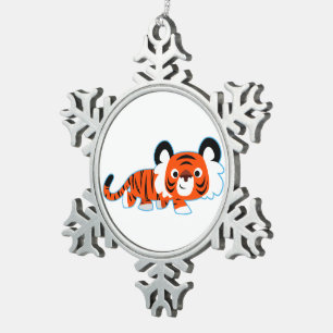 Cute Cartoon Tiger on The Prowl Pewter Ornament