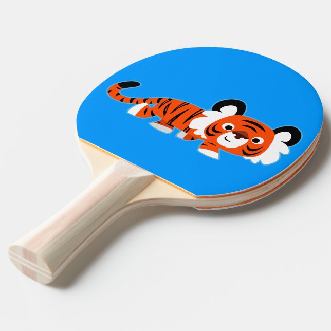 Cute Cartoon Tiger on The Prowl Ping Pong Paddle (Front Angle)