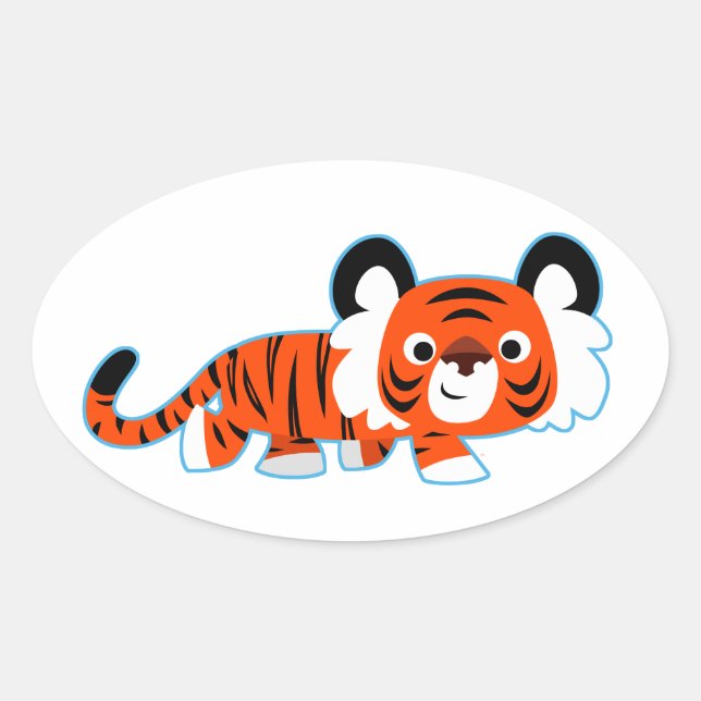 Cute Cartoon Tiger on The Prowl Sticker (Front)