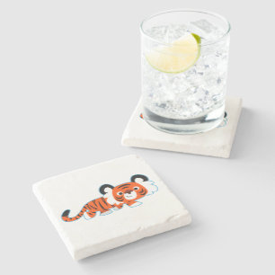 Cute Cartoon Tiger on The Prowl Stone Coaster