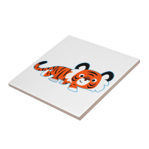 Cute Cartoon Tiger on The Prowl Tile