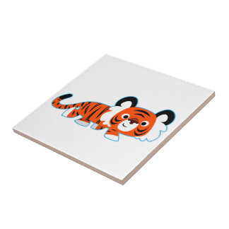 Cute Cartoon Tiger on The Prowl Tile